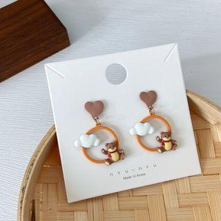 Bear Sterling Silver Drop Earring 1 Pair - Orange - One Size