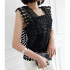 Set: Square-neck Perforated Top + Spaghetti-strap Top