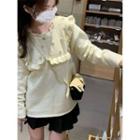Ruffle Trim Sweater Cream - One Size
