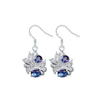 Elegant And Fashion Pattern Earrings With Blue Cubic Zircon Silver - One Size