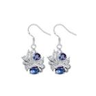 Elegant And Fashion Pattern Earrings With Blue Cubic Zircon Silver - One Size