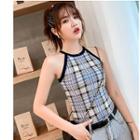 Checked Halter Tank Top