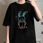 Short Sleeve Rabbit Print T-shirt