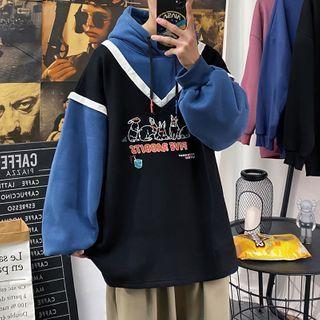 Long-sleeve Print Mock Two Piece Hoodie
