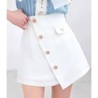 Diagonal-button A-line Miniskirt