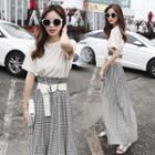 Mock Two-piece Short-sleeve A-line Maxi Dress