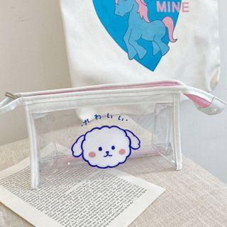 Cartoon Print Transparent Makeup Pouch Sheep - One Size