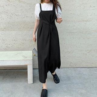 Short-sleeve Top / Strappy Midi A-line Dress