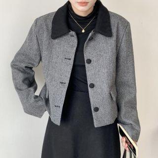 Houndstooth Button Jacket / Midi A-line Skirt