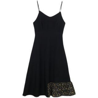Spaghetti Strap Floral Panel Dress