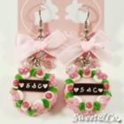 S&c Sweet Ribbon Pink Rose Cake Earrings