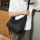 Plain Zipped Nylon Crossbody Bag Black - One Size