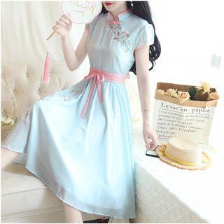 Improved Cheongsam Embroidered Dress