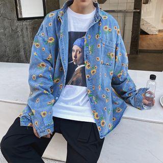 Loose-fit Floral Denim Jacket