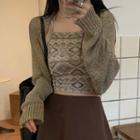 Long-sleeve Knit Top 8954# - Top - Khaki - One Size