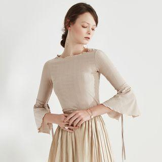 Fluted 3/4-sleeve T-shirt