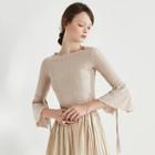 Fluted 3/4-sleeve T-shirt