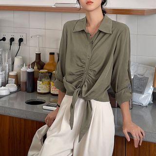 Shirred Tie-hem Blouse