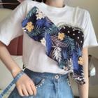 Short-sleeve Floral Panel T-shirt