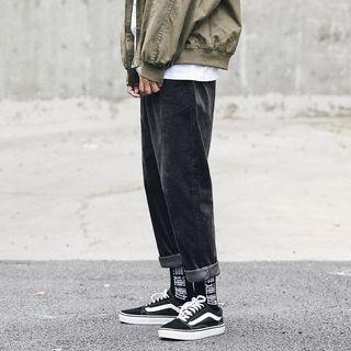 Drawstring Straight Cut Corduroy Pants