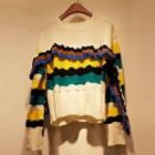 Color Block Ruffle Trim Sweater