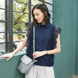 Sleeveless Lace-panel Blouse
