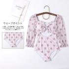 Bell-sleeve Dotted Cut-out Swimsuit