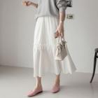 Band-waist Frilled-trim Long Skirt