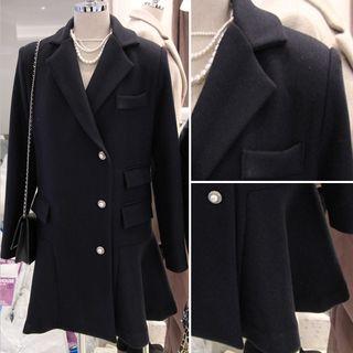 Ruffle Hem Single-breasted Coat