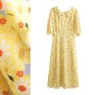 Collar Daisy Print Maxi Dress