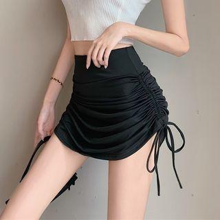 High Waist Drawstring Mini Pencil Skirt