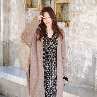 Tie-waist Wool Blend Long Cardigan