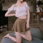 Set: Cap-sleeve Swim Top + Skirt