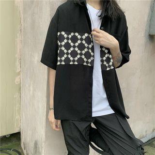 Short Sleeve Pattern Button-up Shirt