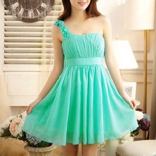 One Shoulder Chiffon Bridesmaid Dress