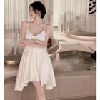 Open-back Sleeveless Mini Dress White - One Size