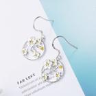 Alloy Flower Dangle Earring Silver Plating - One Size