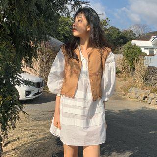 Lace-trim Suedette Vest