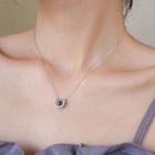 925 Sterling Silver Rhinestone Star & Moon Pendant Necklace As Shown In Figure - One Size
