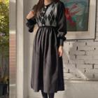 Argyle Knit-panel Long Dress