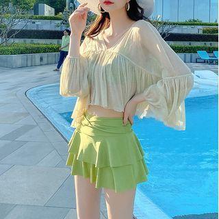 Set: Ruffled Bikini + Long-sleeve Cover Up