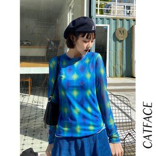 Long-sleeve Diamond Print T-shirt