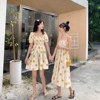 Dotted Smocked A-line Dress