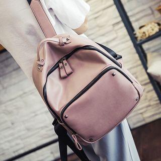 Faux-leather Front Pocket Studded Backpack