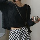 Checker Ribbed Sweater Black - One Size