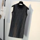 Sleeveless Rhinestone Mini Knit Dress