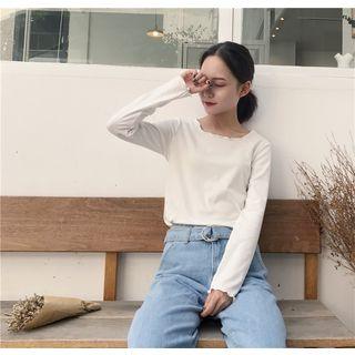 Long-sleeve Frill Collar T-shirt