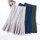 Pintuck Midi A-line Skirt