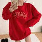 Chinese Character Embroidered Sweatshirt Red - One Size
