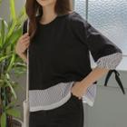 Tie-cuff Stripe-panel Top